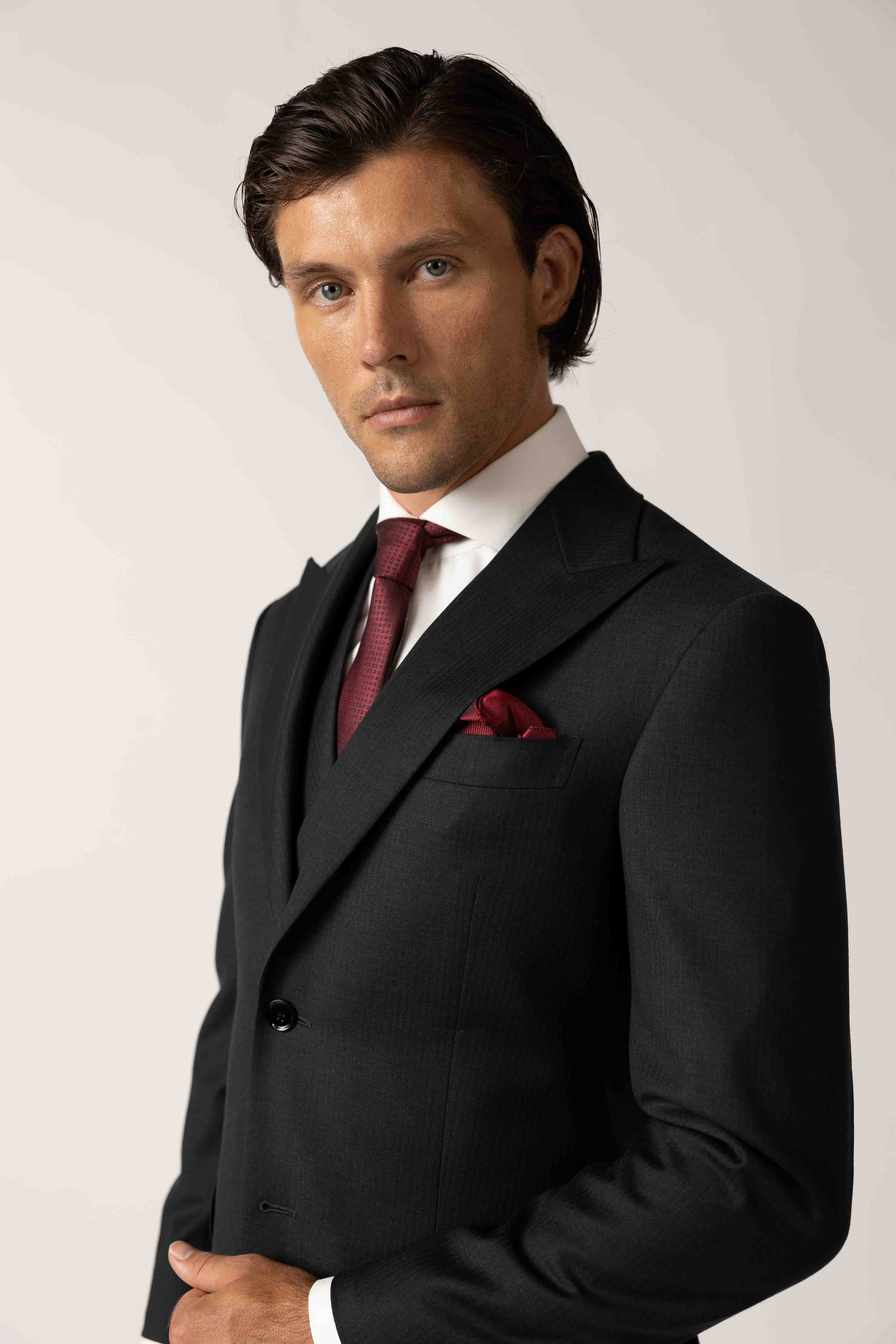 Charcoal Black Peak Suit