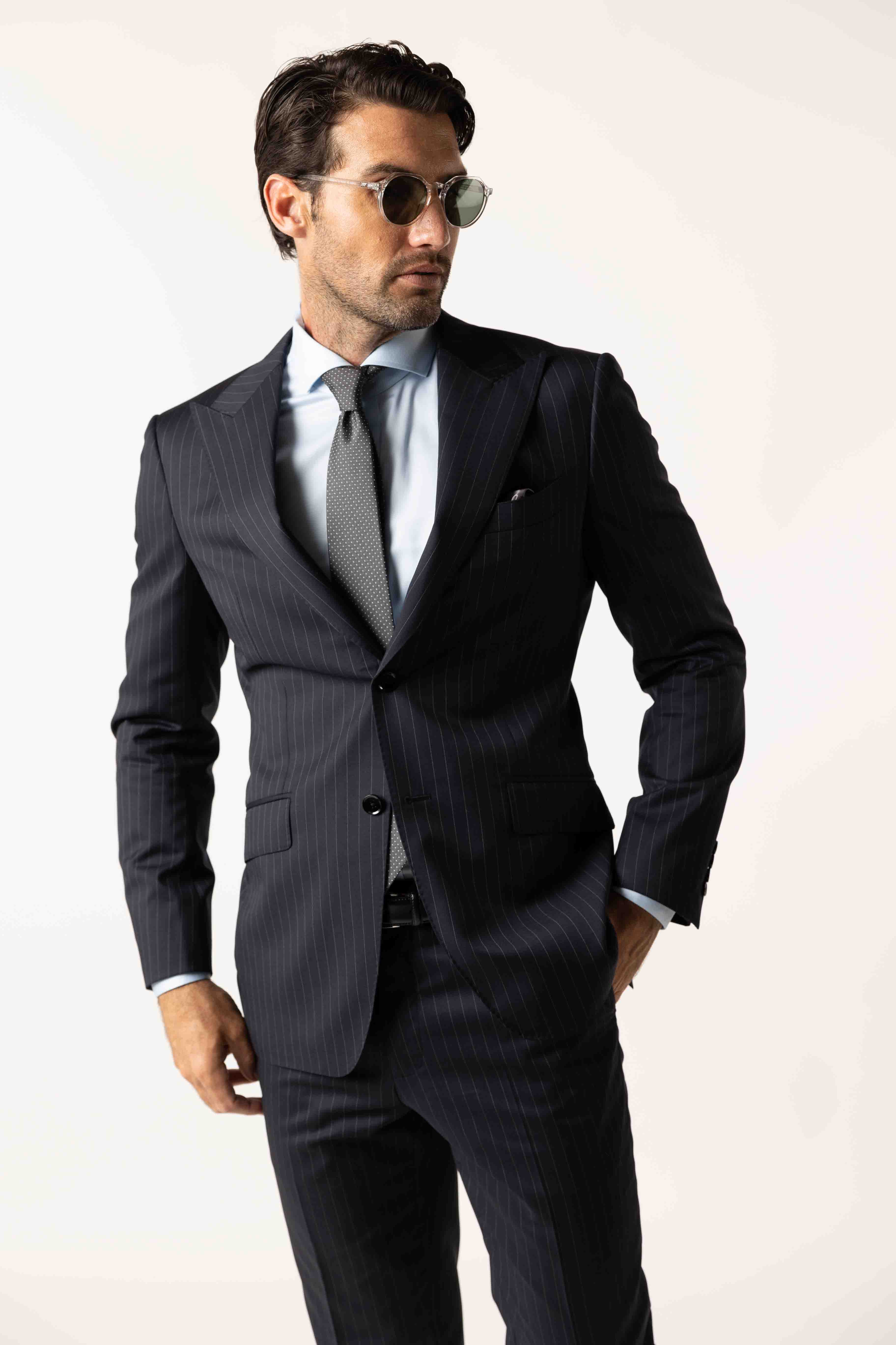 Midnight Navy Pinstripe Suit