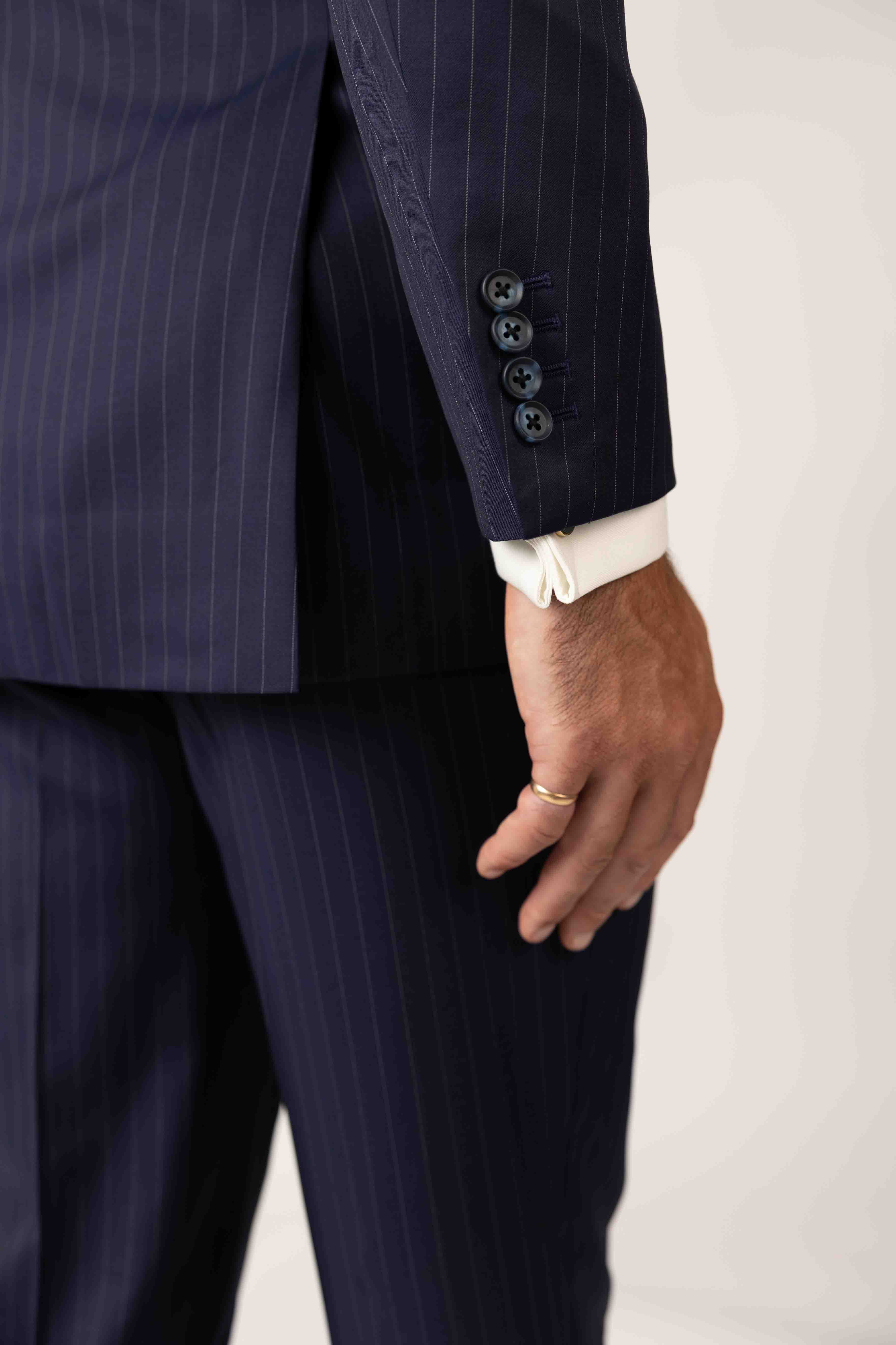 Classic Navy Pinstripe Tailored Suit