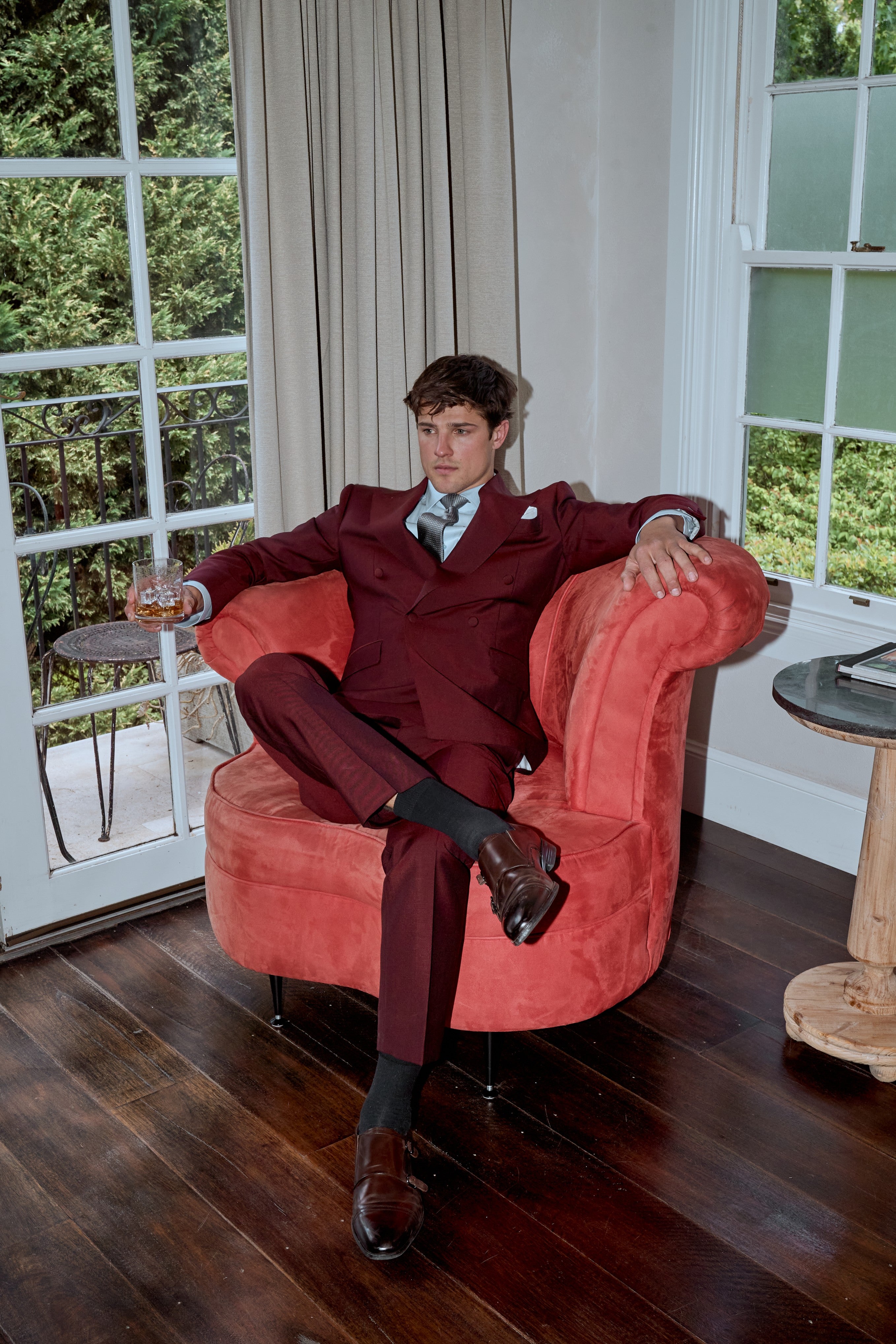 Burgundy Royale Double-Breasted Custom Suit