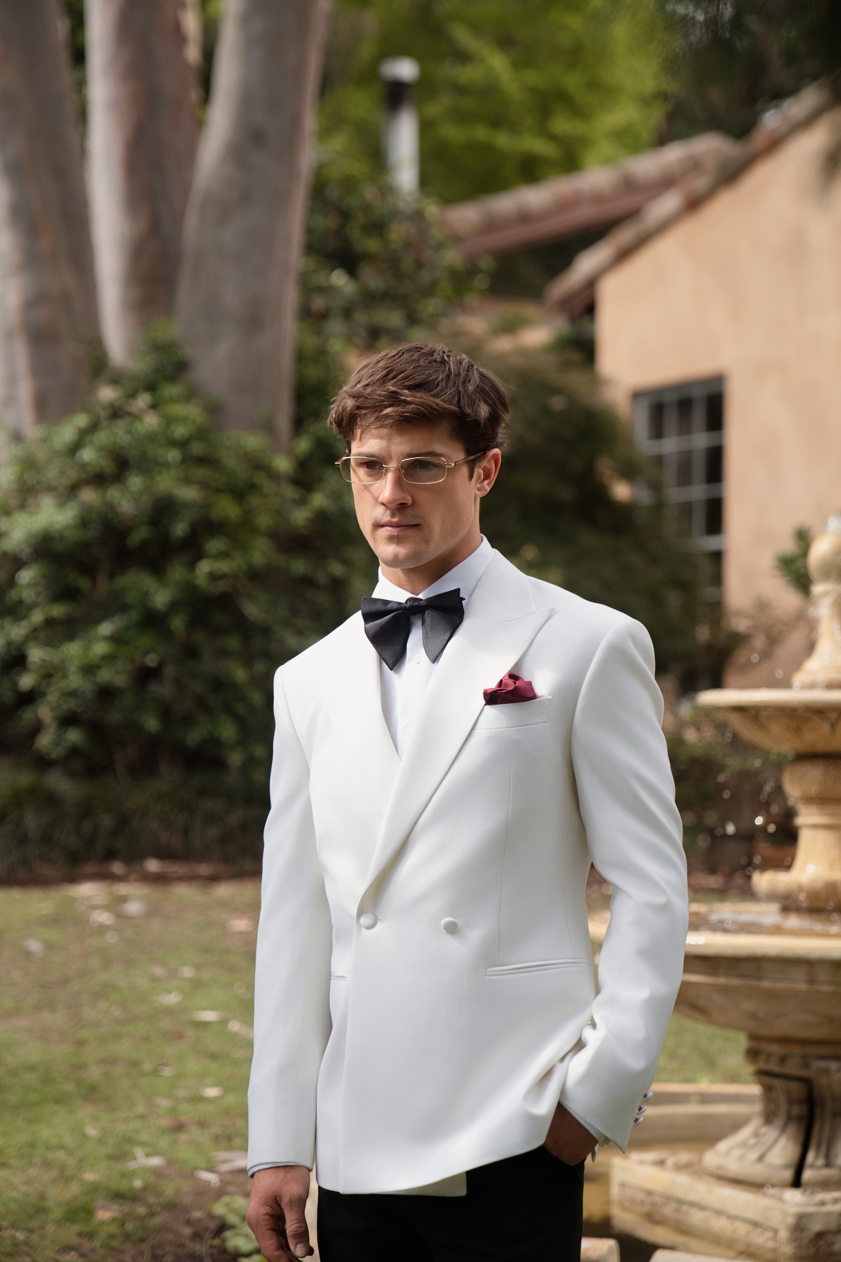 Classic White Double-Breasted Custom Wedding Tuxedo