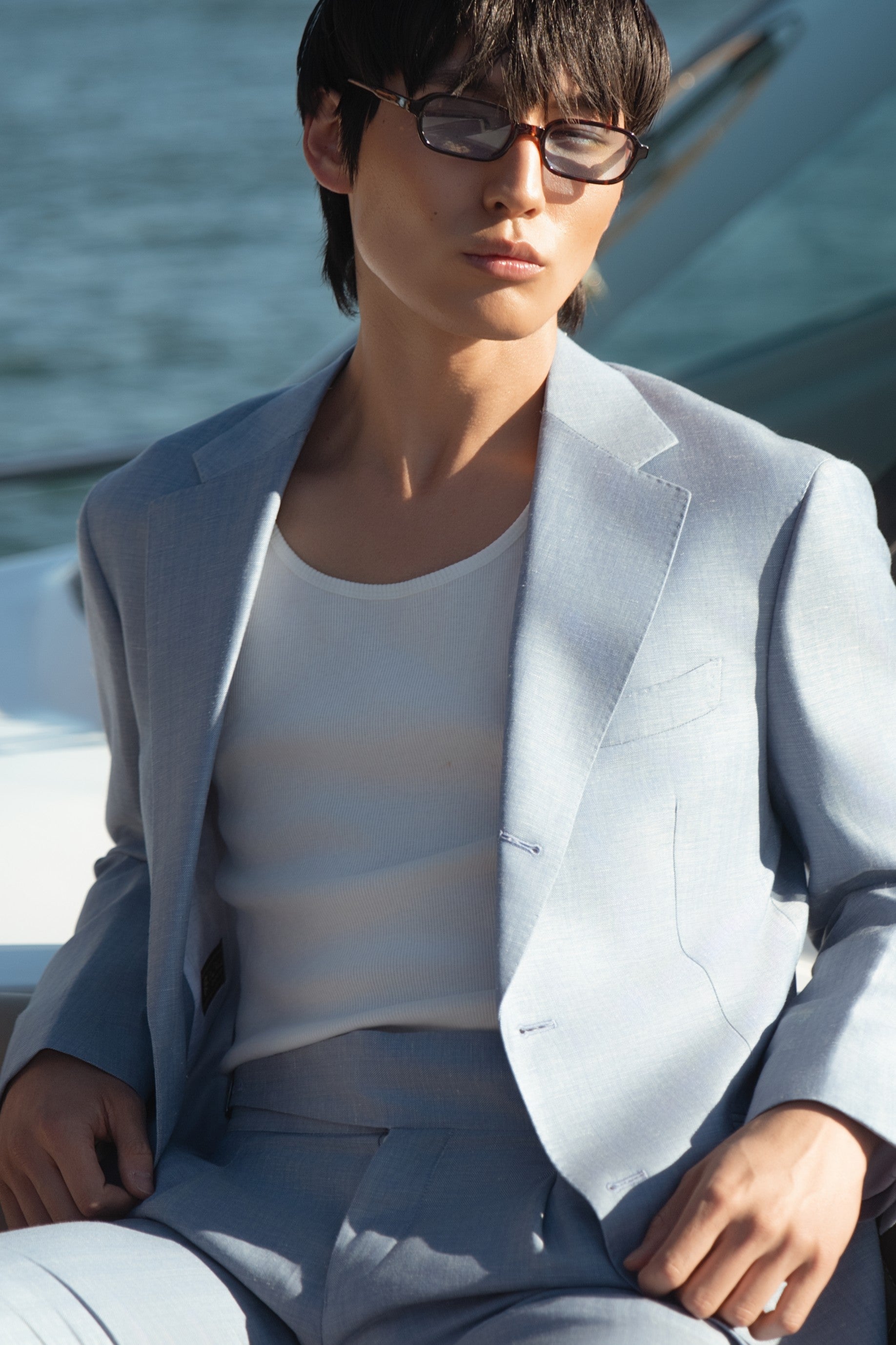 Textured Sky Blue Custom Jacket