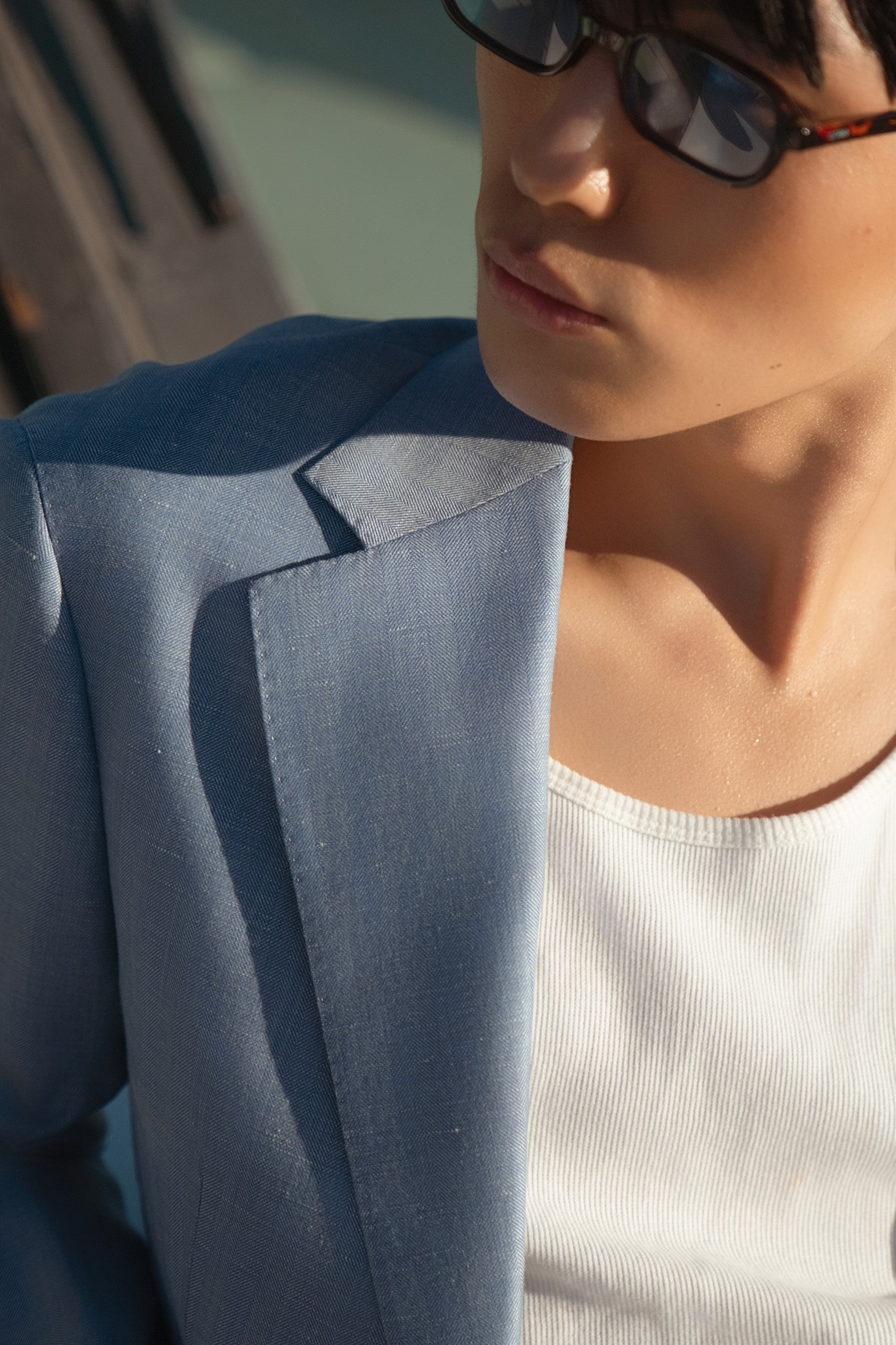 Textured Sky Blue Custom Jacket
