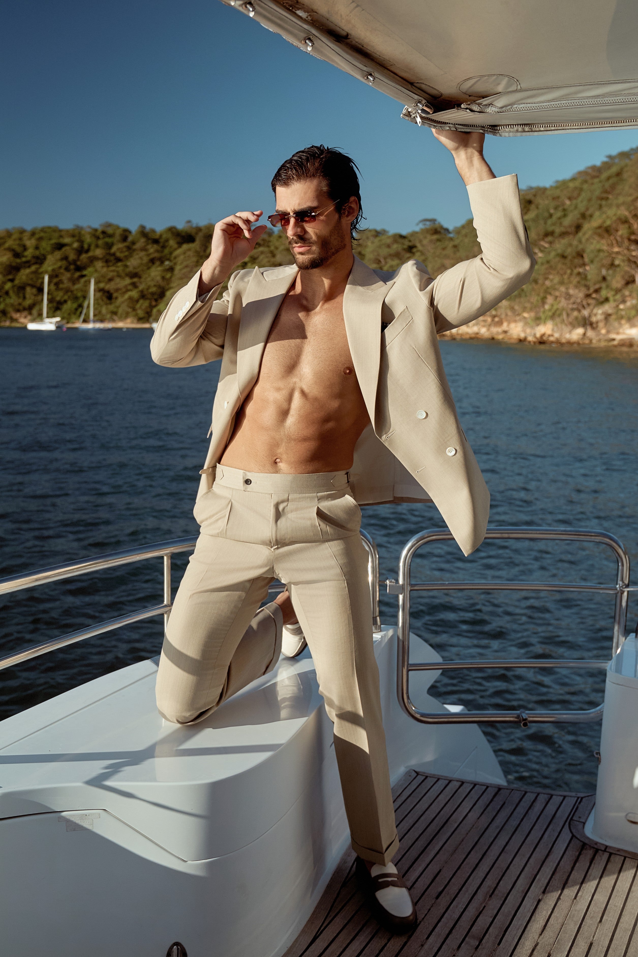 Textured Sand Beige Single-Breasted Suit