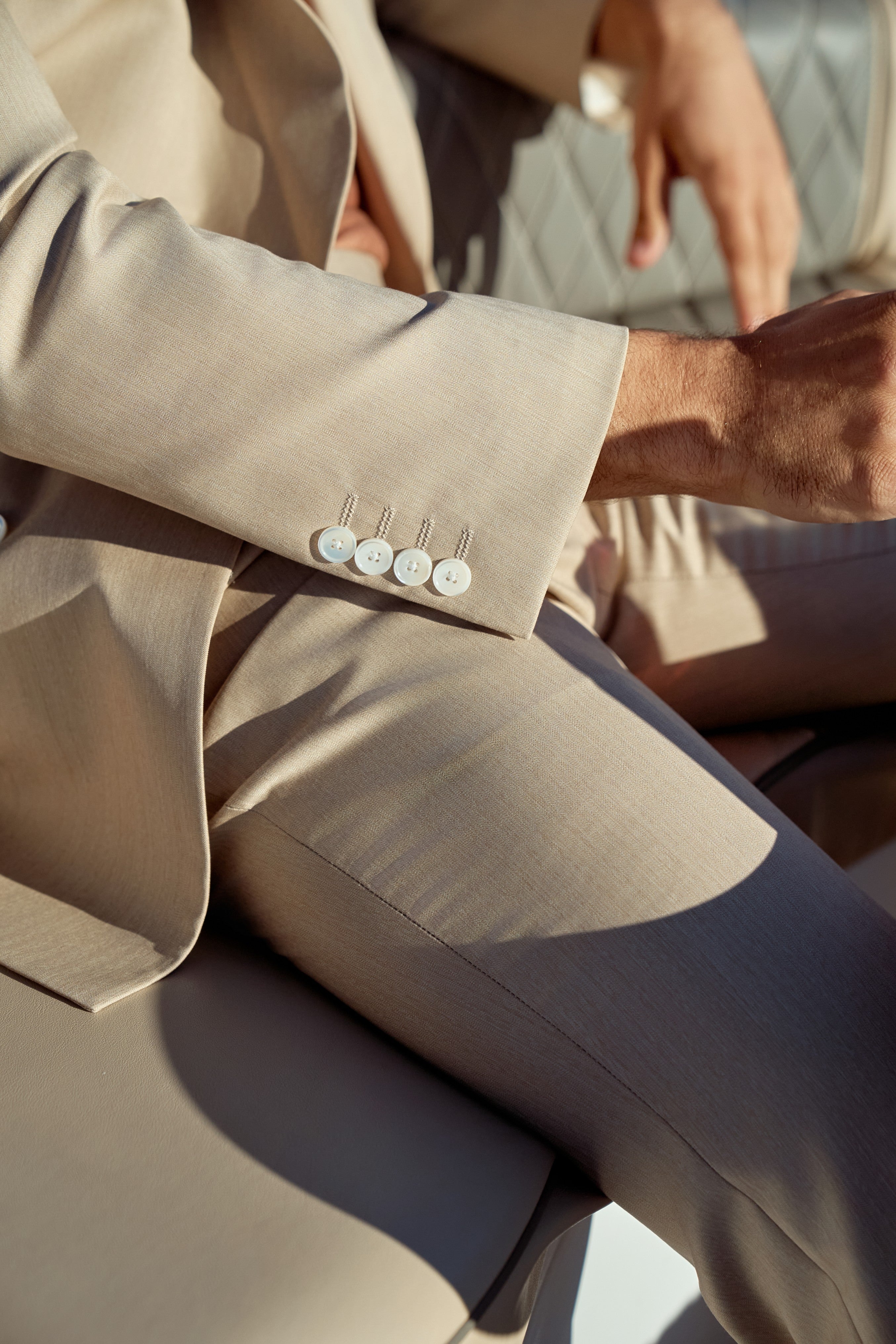 Textured Sand Beige Single-Breasted Suit