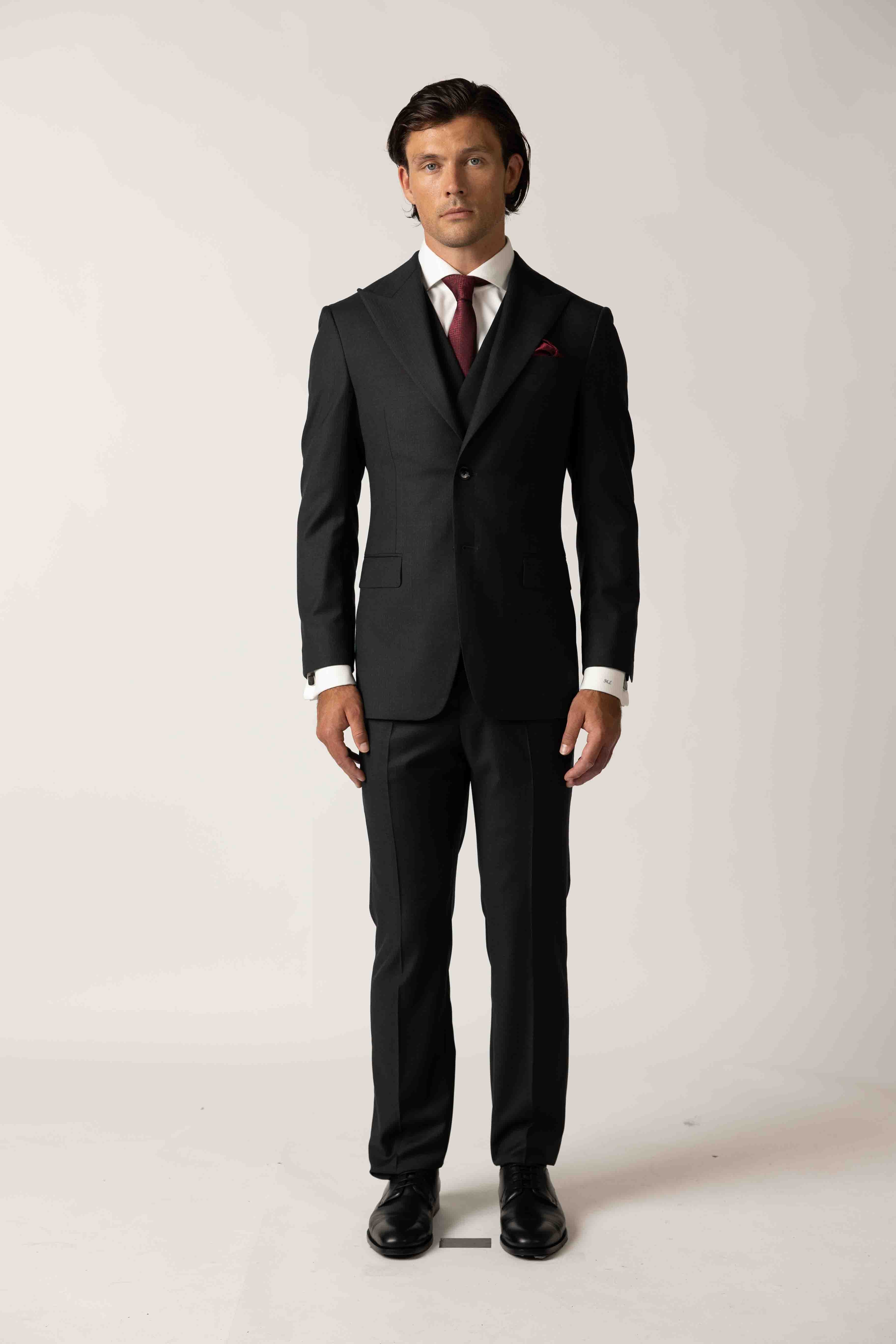 Charcoal Black Peak Suit
