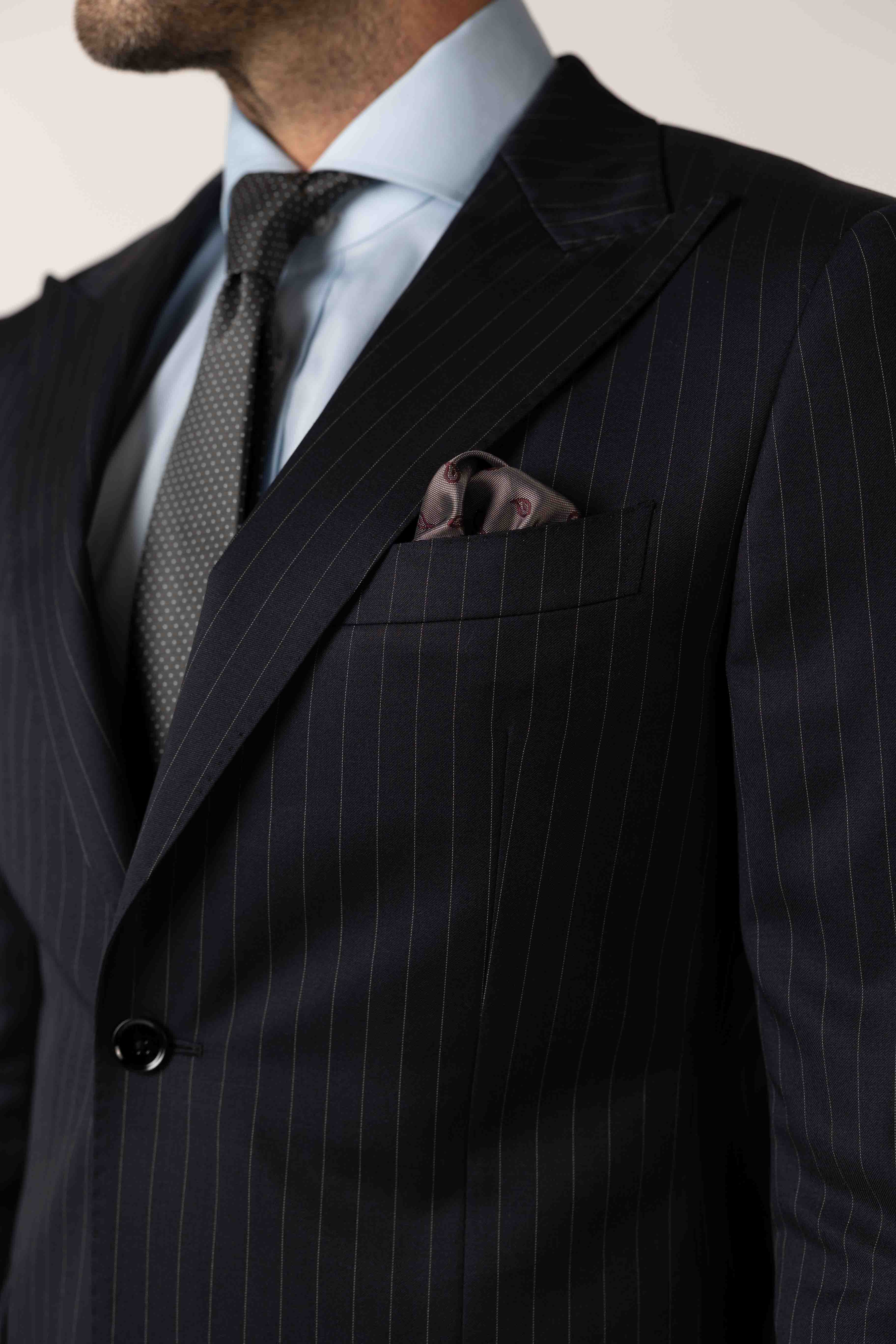 Midnight Navy Pinstripe Suit