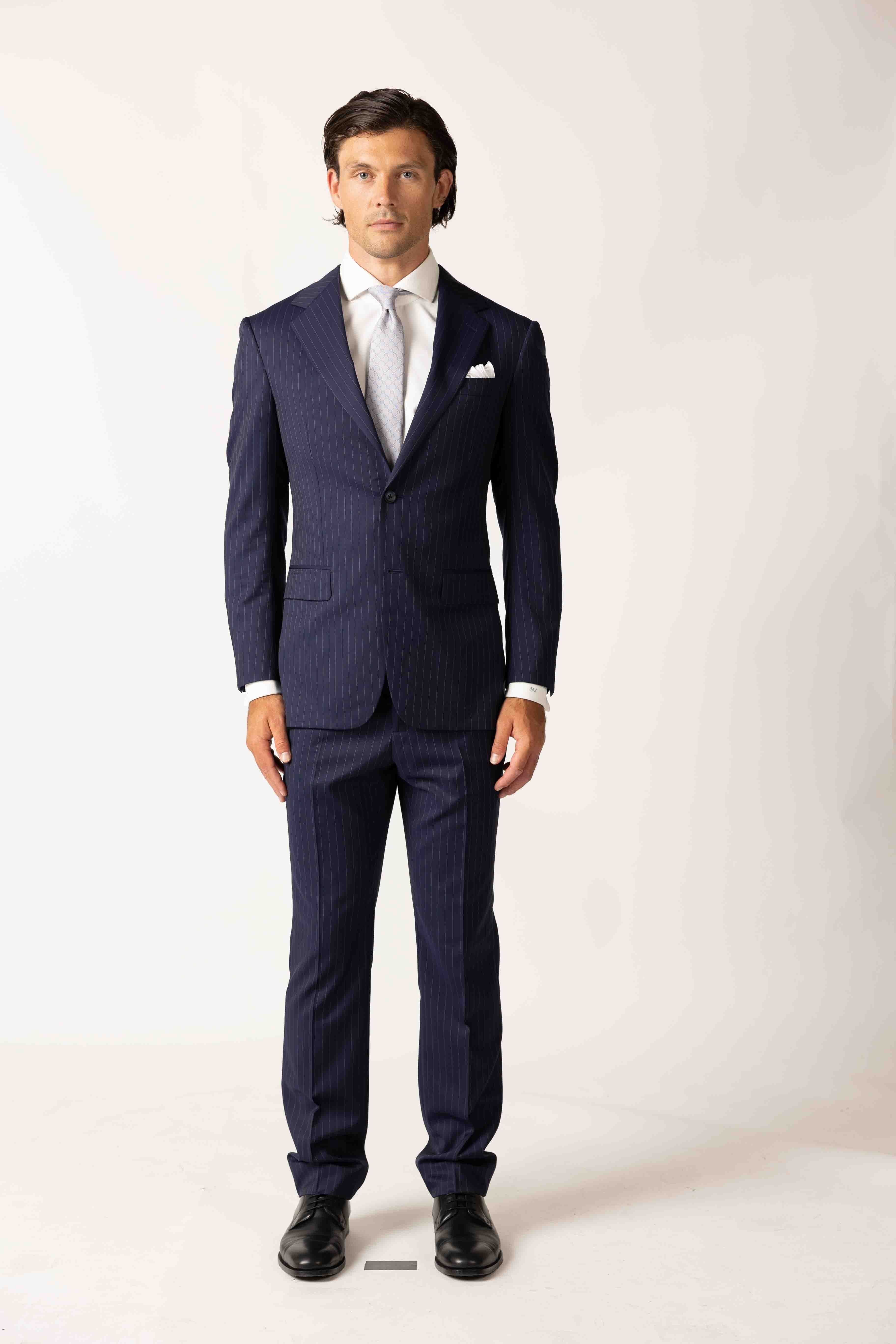 Classic Navy Pinstripe Tailored Suit