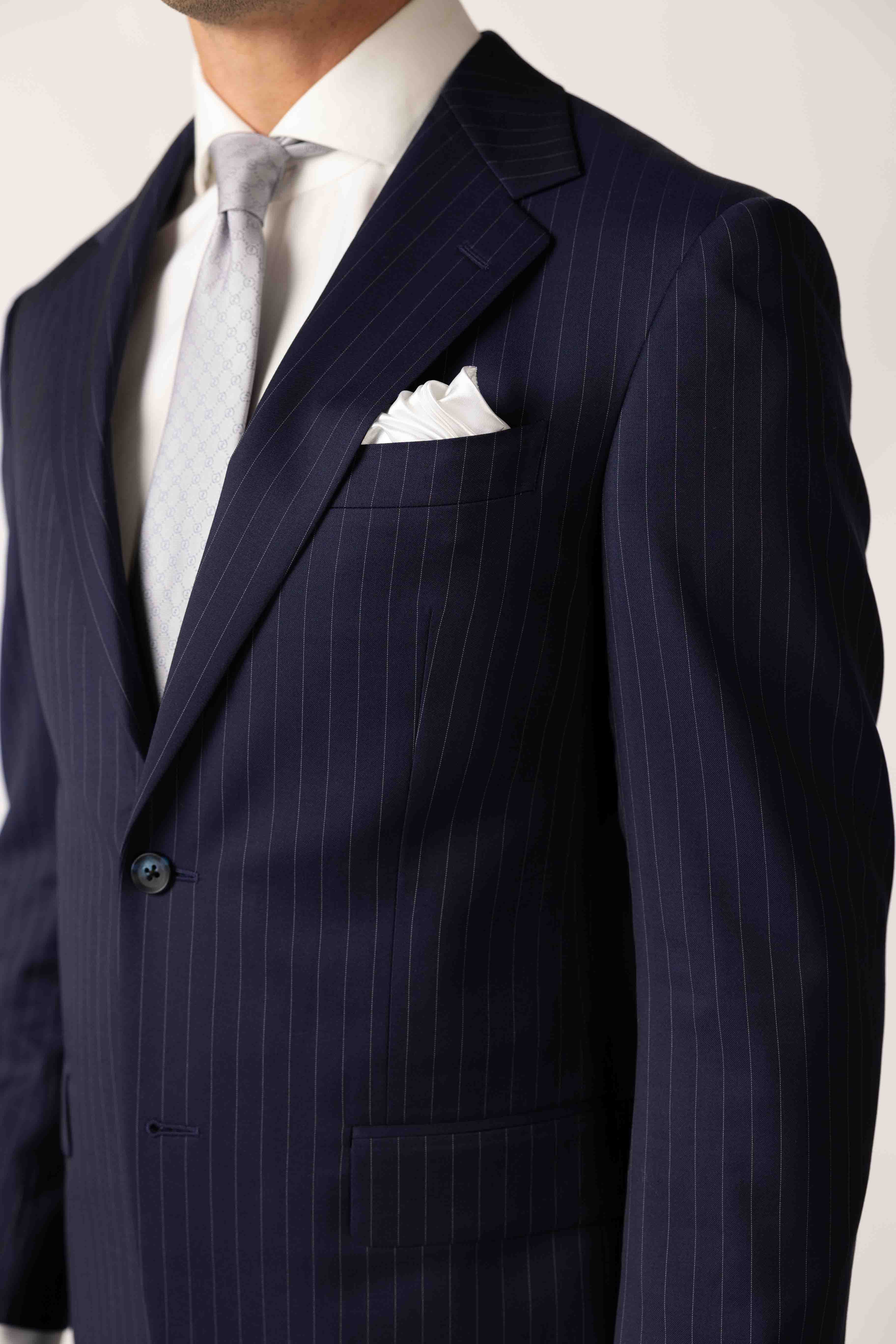 Classic Navy Pinstripe Tailored Suit