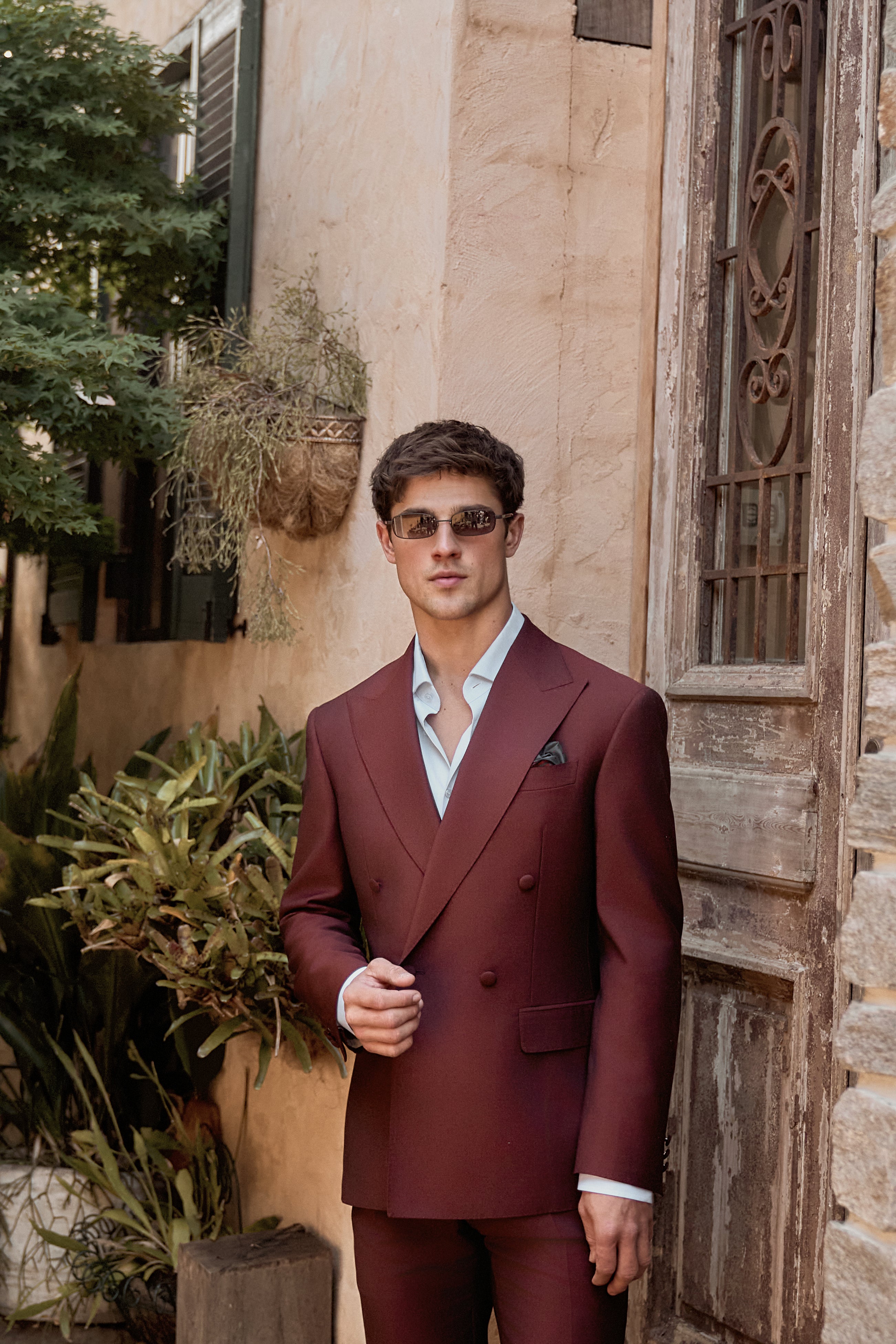 Burgundy Royale Double-Breasted Custom Suit