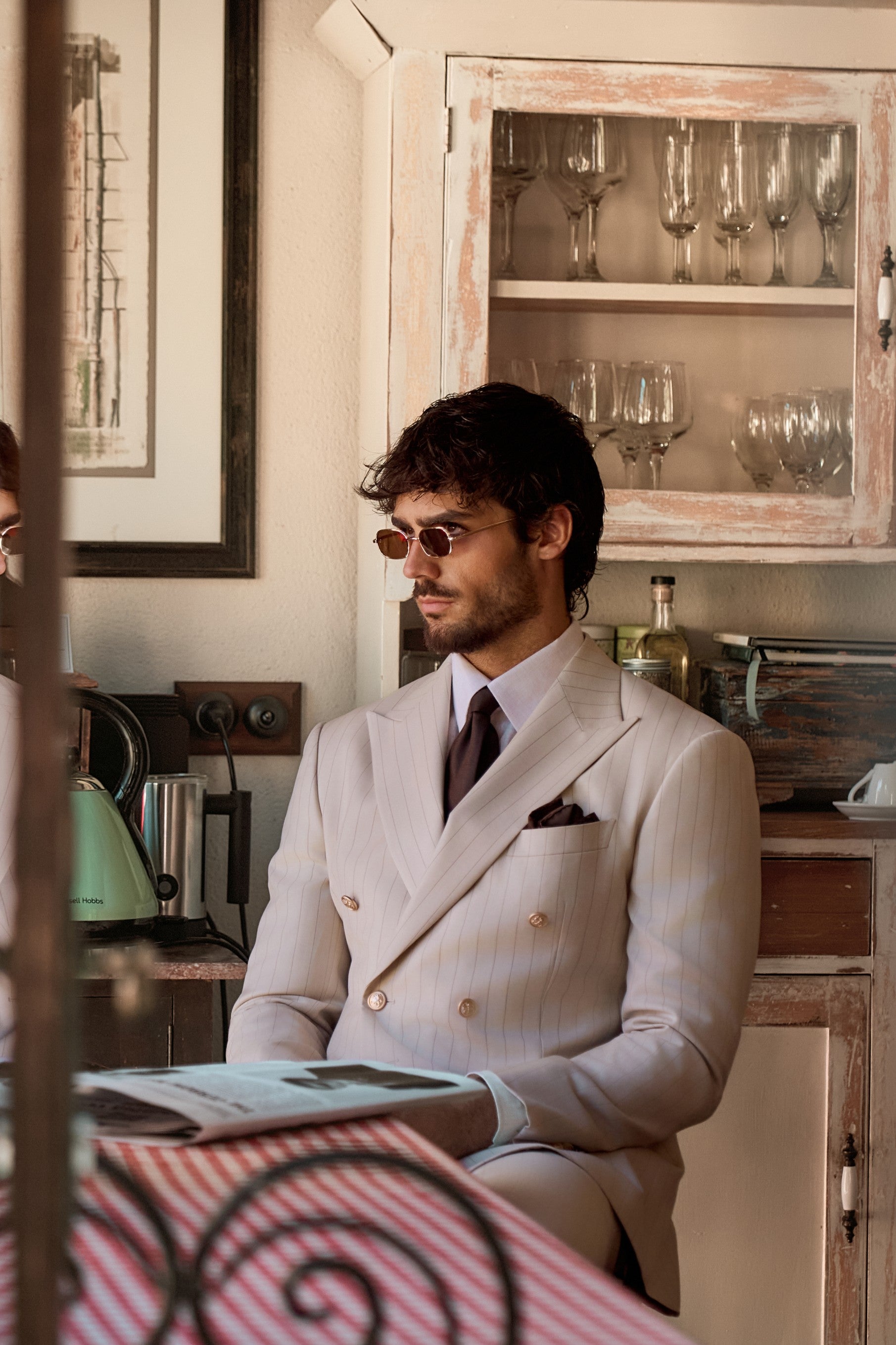 Ivory Pinstripe Double-Breasted Custom Suit