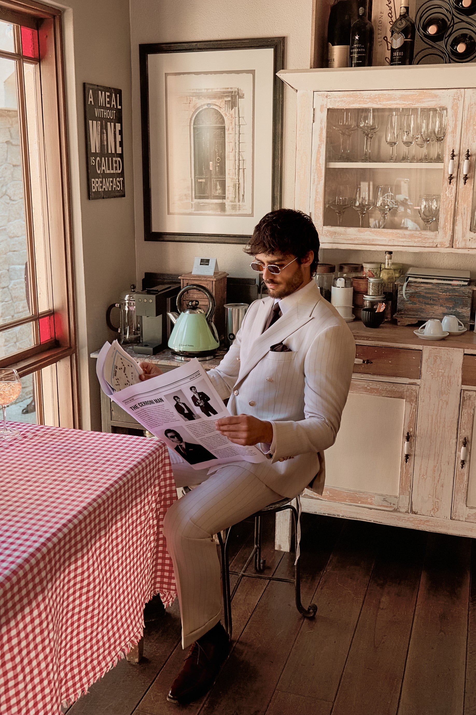 Ivory Pinstripe Double-Breasted Custom Suit