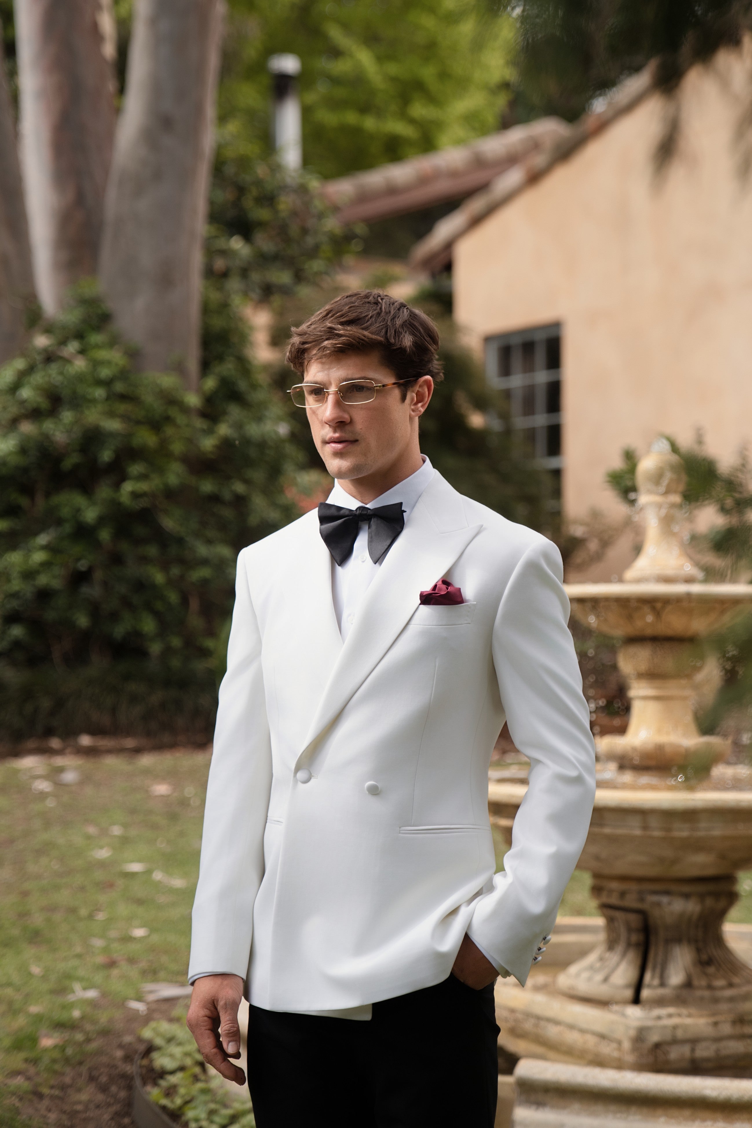 Classic White Double-Breasted Custom Wedding Tuxedo