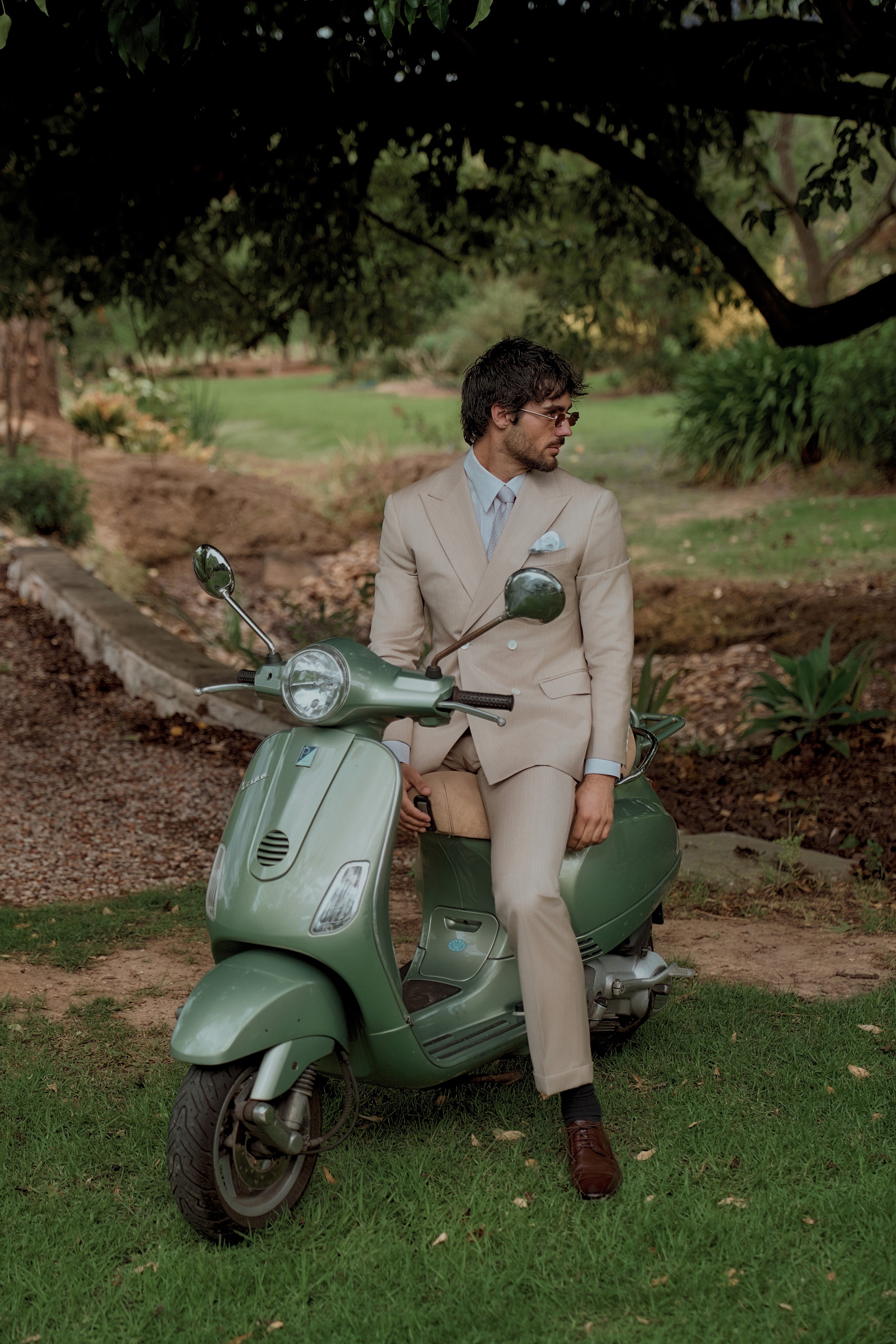 Classic Beige Double-Breasted Custom Suit