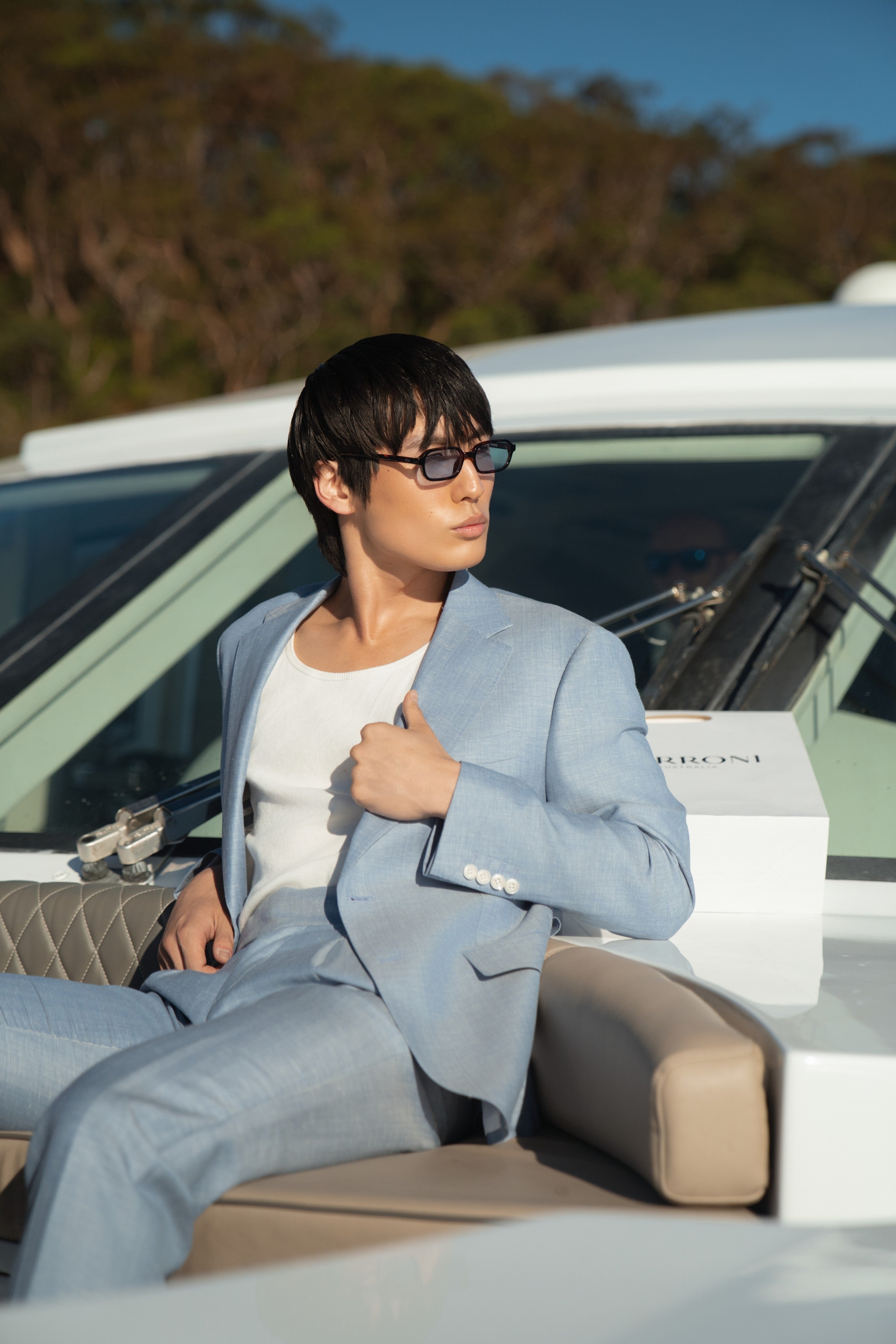 Textured Sky Blue Custom Jacket
