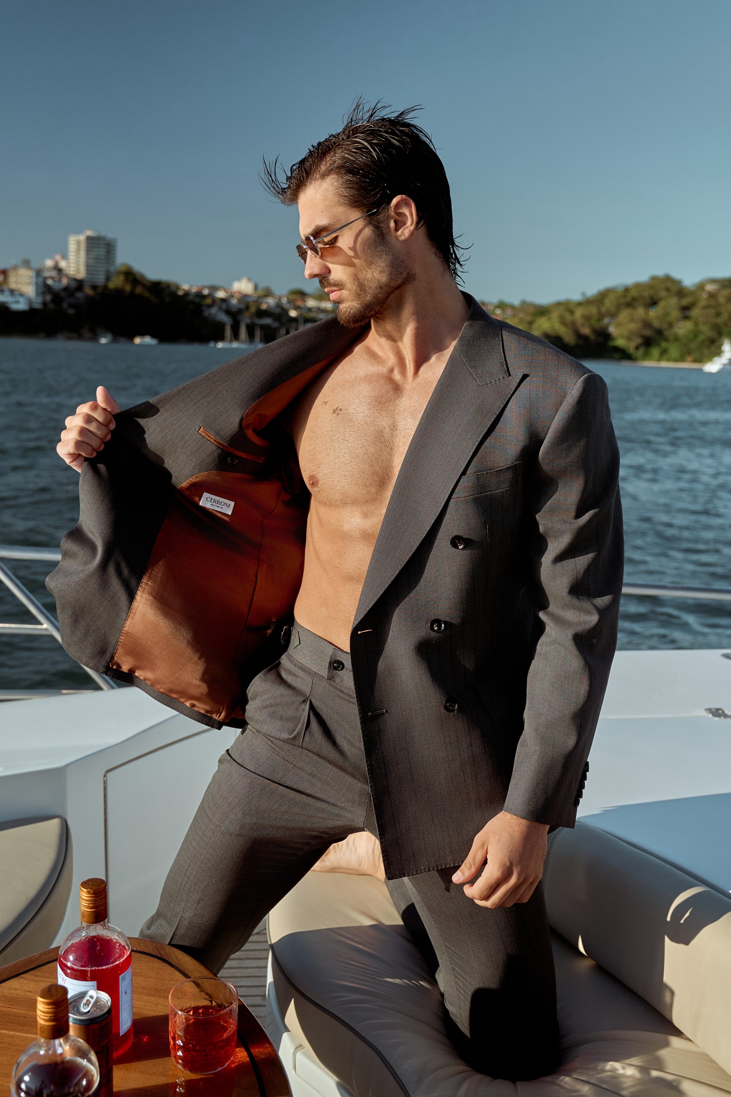 Textured Double-Breasted Summer Suit