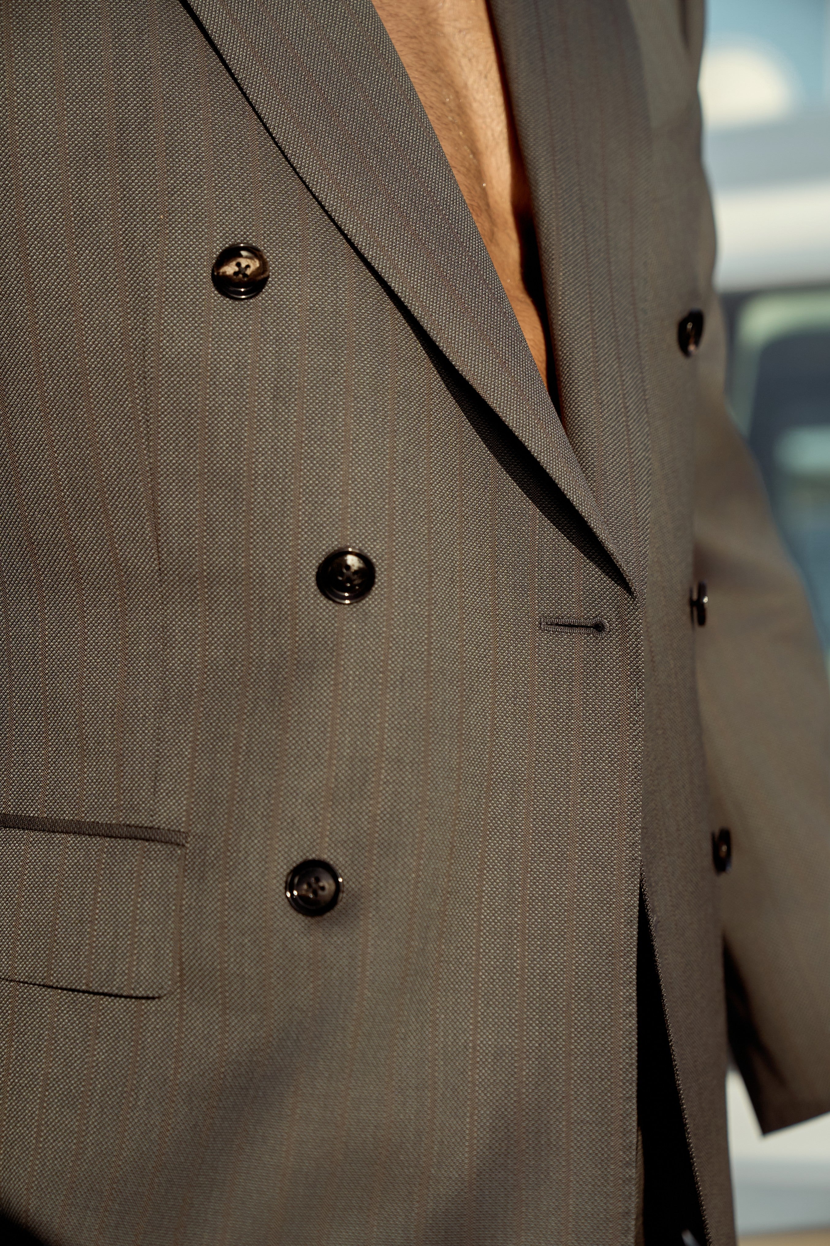 Textured Double-Breasted Summer Suit